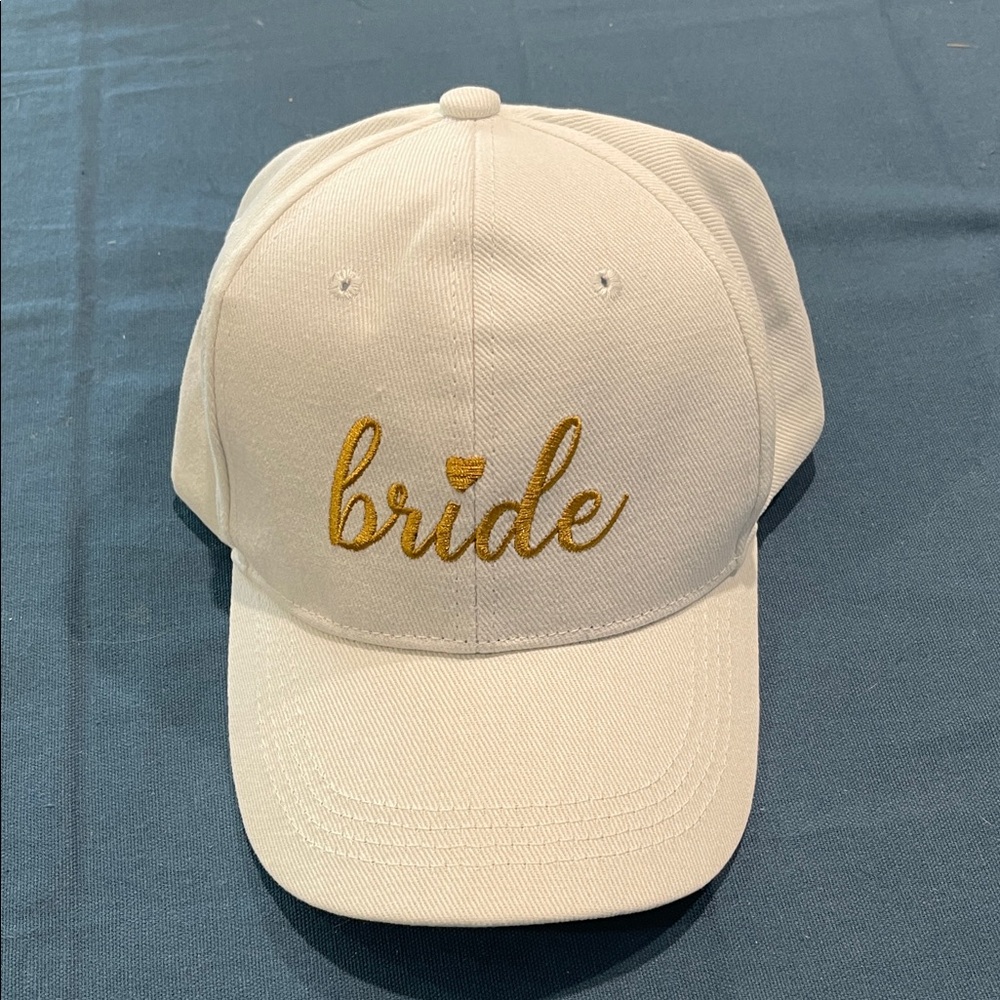 Bride Embroidered Cap - Cream and Gold